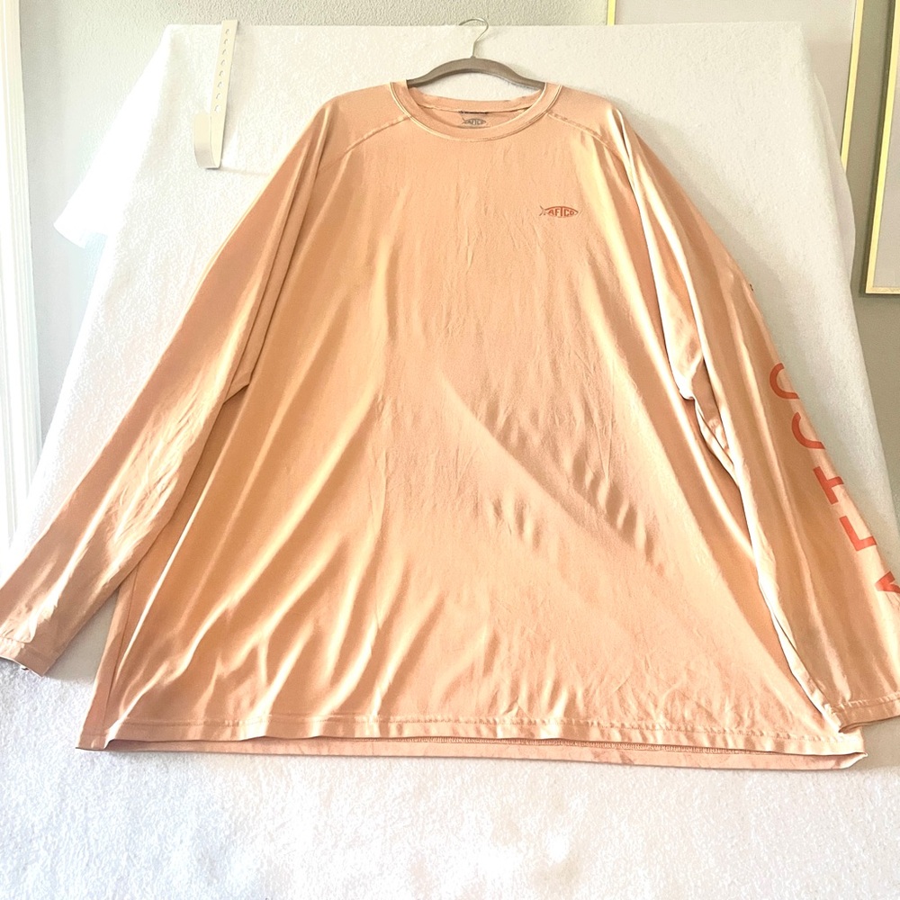 AFTCO Mens Peach Long Sleeve Performance Fishing Shirt Size 3XL